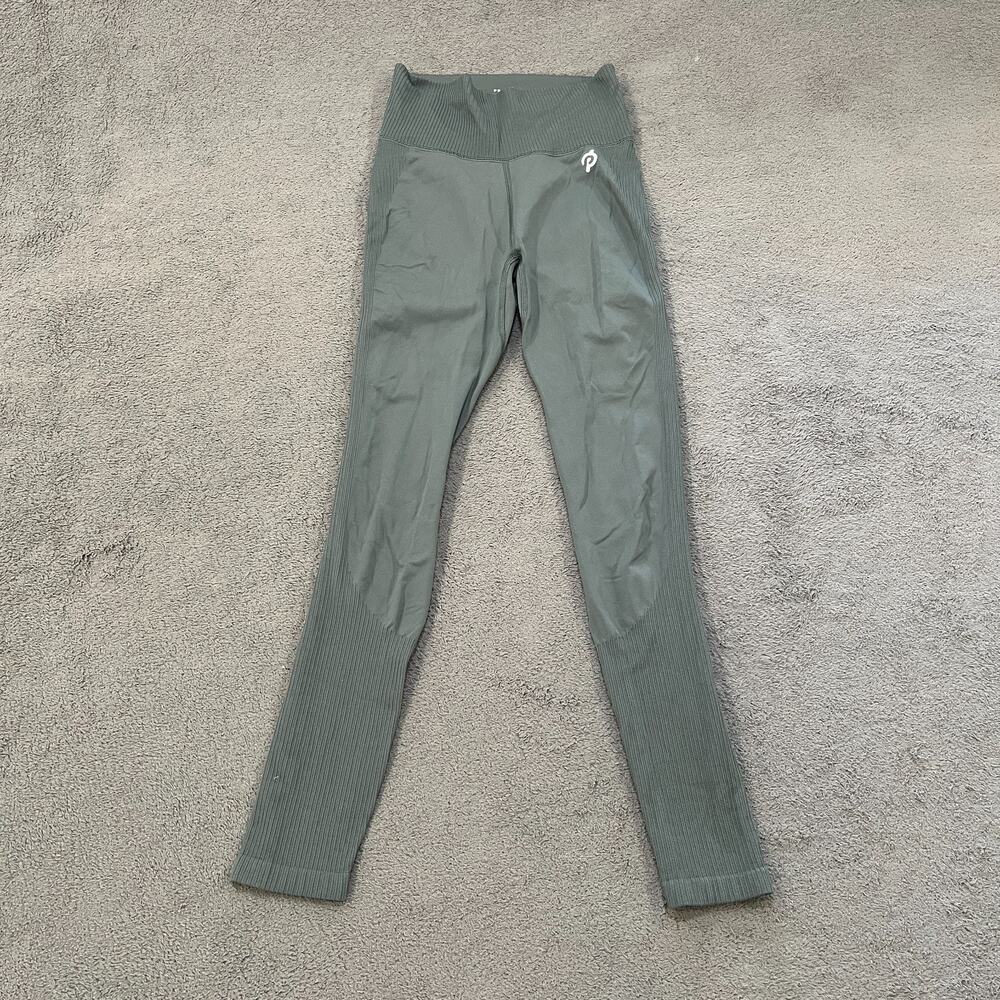 Peloton Sage Green Ribbed Seamless Athletic Workout Leggings Women's Size Small